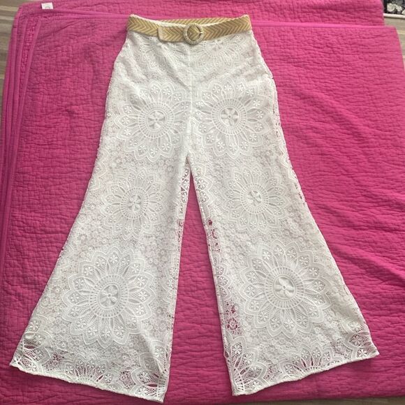 Zimmermann lace White Wide-Leg Pants, US6 - Picture 5 of 11